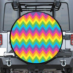 Colorful Zigzag Pattern Print Leather Spare Tire Cover