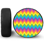 Colorful Zigzag Pattern Print Leather Spare Tire Cover