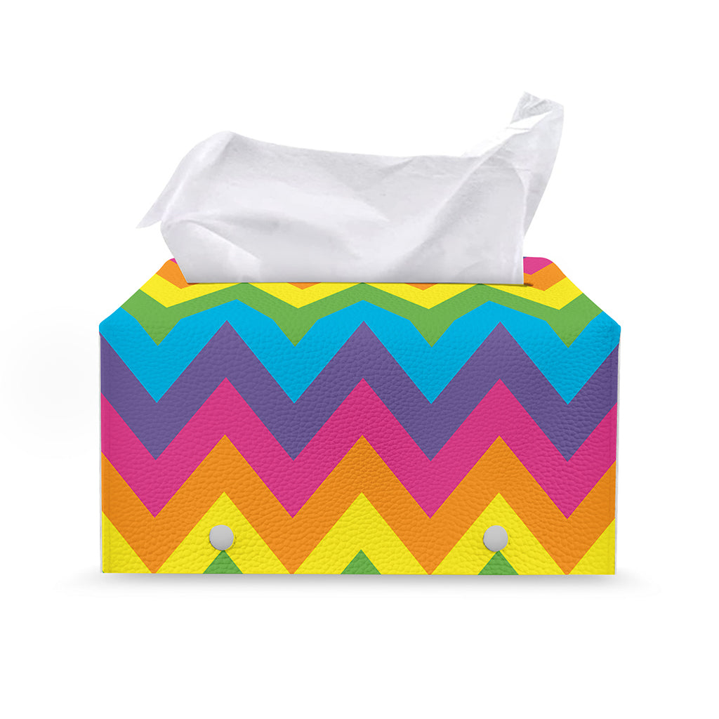 Colorful Zigzag Pattern Print Leather Tissue Box Cover