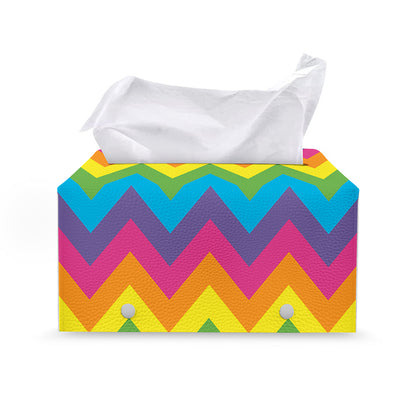 Colorful Zigzag Pattern Print Leather Tissue Box Cover