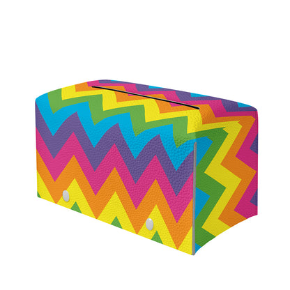 Colorful Zigzag Pattern Print Leather Tissue Box Cover