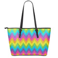 Colorful Zigzag Pattern Print Leather Tote Bag With Zipper