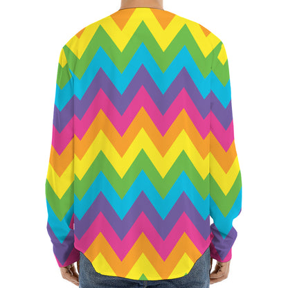 Colorful Zigzag Pattern Print Long Sleeve Baseball Jersey