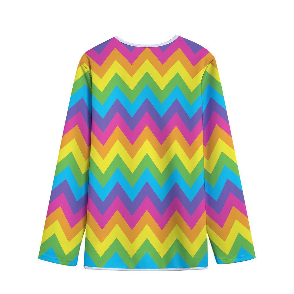 Colorful Zigzag Pattern Print Long Sleeve Short Coat