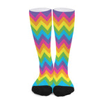 Colorful Zigzag Pattern Print Long Socks