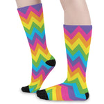 Colorful Zigzag Pattern Print Long Socks