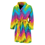 Colorful Zigzag Pattern Print Men's Bathrobe