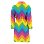 Colorful Zigzag Pattern Print Men's Bathrobe