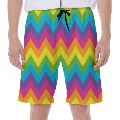 Colorful Zigzag Pattern Print Men's Beach Shorts