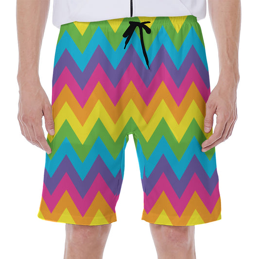 Colorful Zigzag Pattern Print Men's Beach Shorts