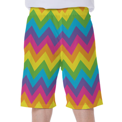 Colorful Zigzag Pattern Print Men's Beach Shorts