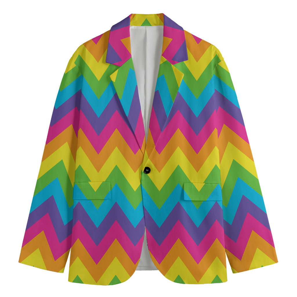 Colorful Zigzag Pattern Print Men's Blazer