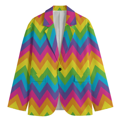 Colorful Zigzag Pattern Print Men's Blazer