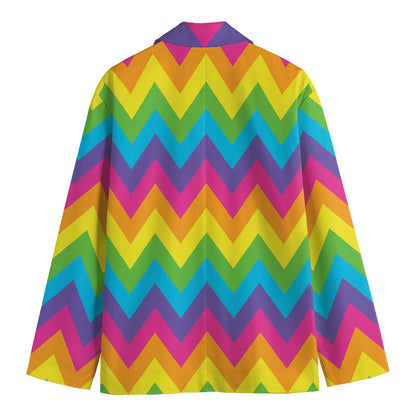 Colorful Zigzag Pattern Print Men's Blazer