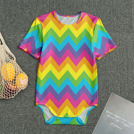 Colorful Zigzag Pattern Print Men's Bodysuit