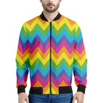 Colorful Zigzag Pattern Print Men's Bomber Jacket