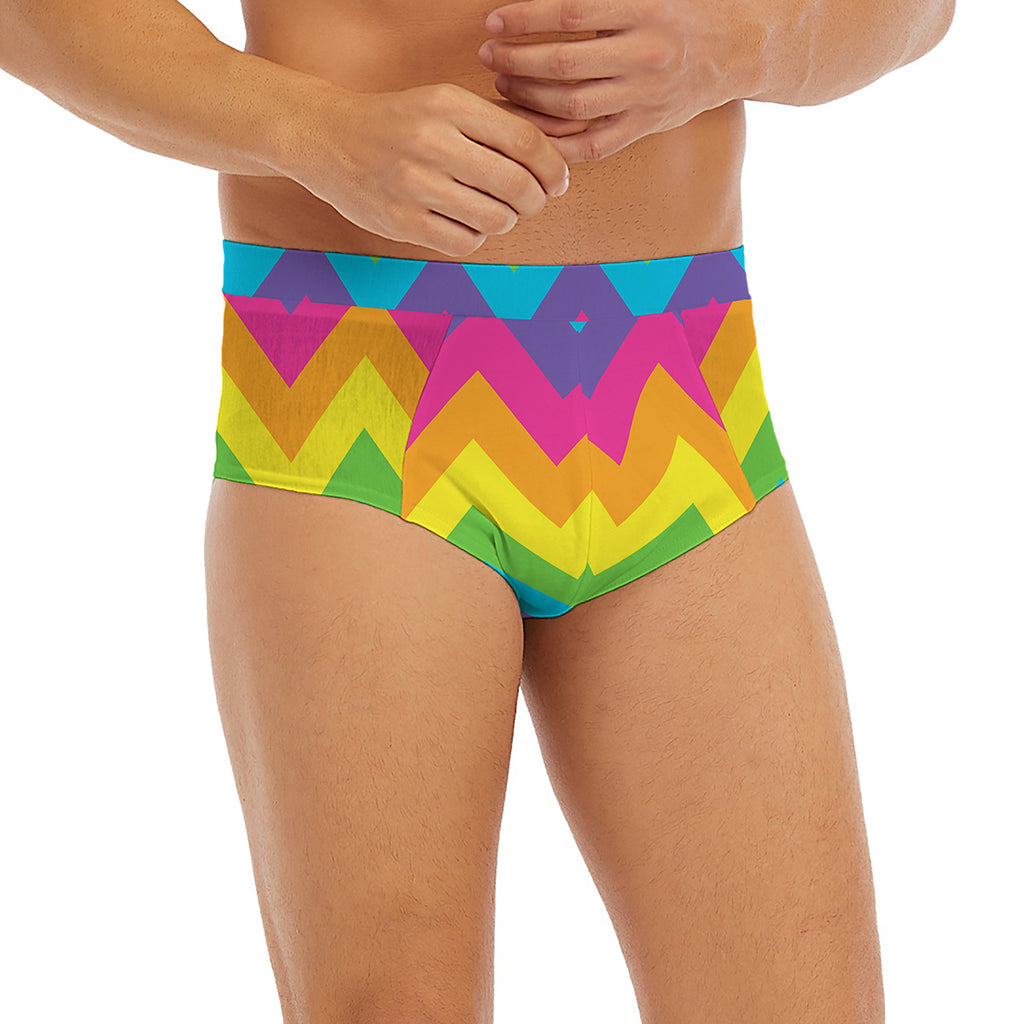 Colorful Zigzag Pattern Print Men's Briefs