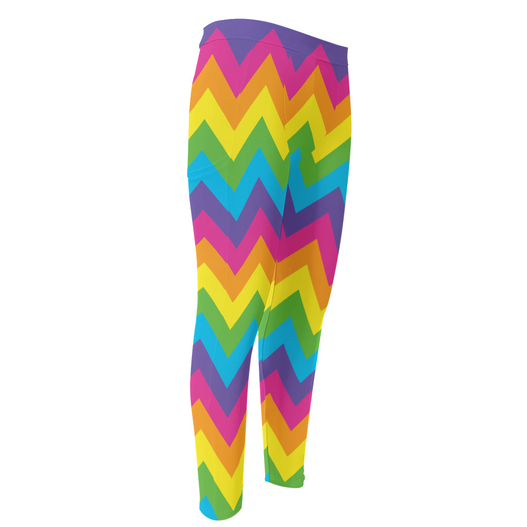 Colorful Zigzag Pattern Print Men's Compression Pants