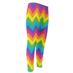 Colorful Zigzag Pattern Print Men's Compression Pants