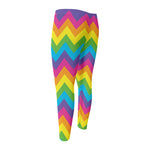 Colorful Zigzag Pattern Print Men's Compression Pants