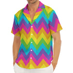 Colorful Zigzag Pattern Print Men's Deep V-Neck Shirt