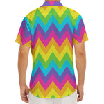Colorful Zigzag Pattern Print Men's Deep V-Neck Shirt