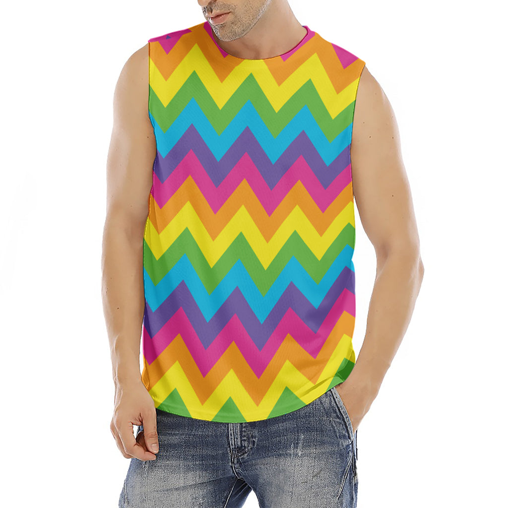 Colorful Zigzag Pattern Print Men's Fitness Tank Top