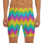 Colorful Zigzag Pattern Print Men's Long Boxer Briefs
