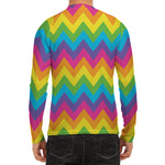 Colorful Zigzag Pattern Print Men's Long Sleeve Rash Guard