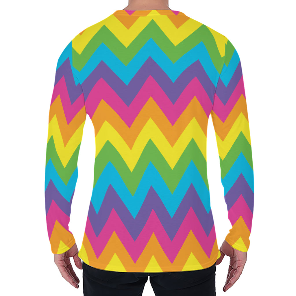 Colorful Zigzag Pattern Print Men's Long Sleeve T-Shirt