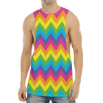 Colorful Zigzag Pattern Print Men's Muscle Tank Top