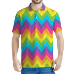Colorful Zigzag Pattern Print Men's Polo Shirt