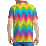 Colorful Zigzag Pattern Print Men's Polo Shirt