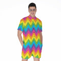 Colorful Zigzag Pattern Print Men's Romper