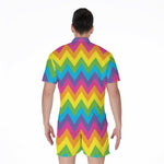 Colorful Zigzag Pattern Print Men's Rompers