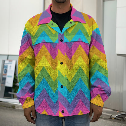 Colorful Zigzag Pattern Print Men's Shirt Jacket
