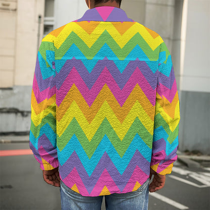 Colorful Zigzag Pattern Print Men's Shirt Jacket