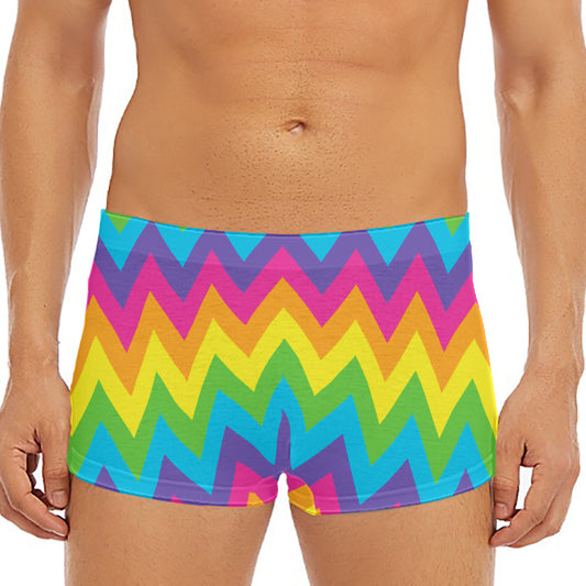 Colorful Zigzag Pattern Print Men's Short Boxer Briefs