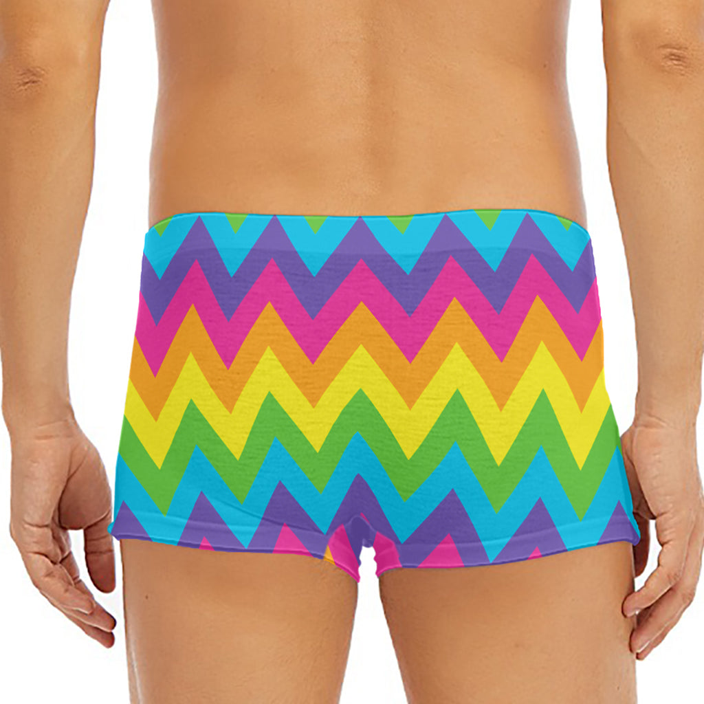 Colorful Zigzag Pattern Print Men's Short Boxer Briefs
