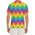 Colorful Zigzag Pattern Print Men's Short Sleeve Rash Guard