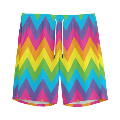 Colorful Zigzag Pattern Print Men's Sports Shorts