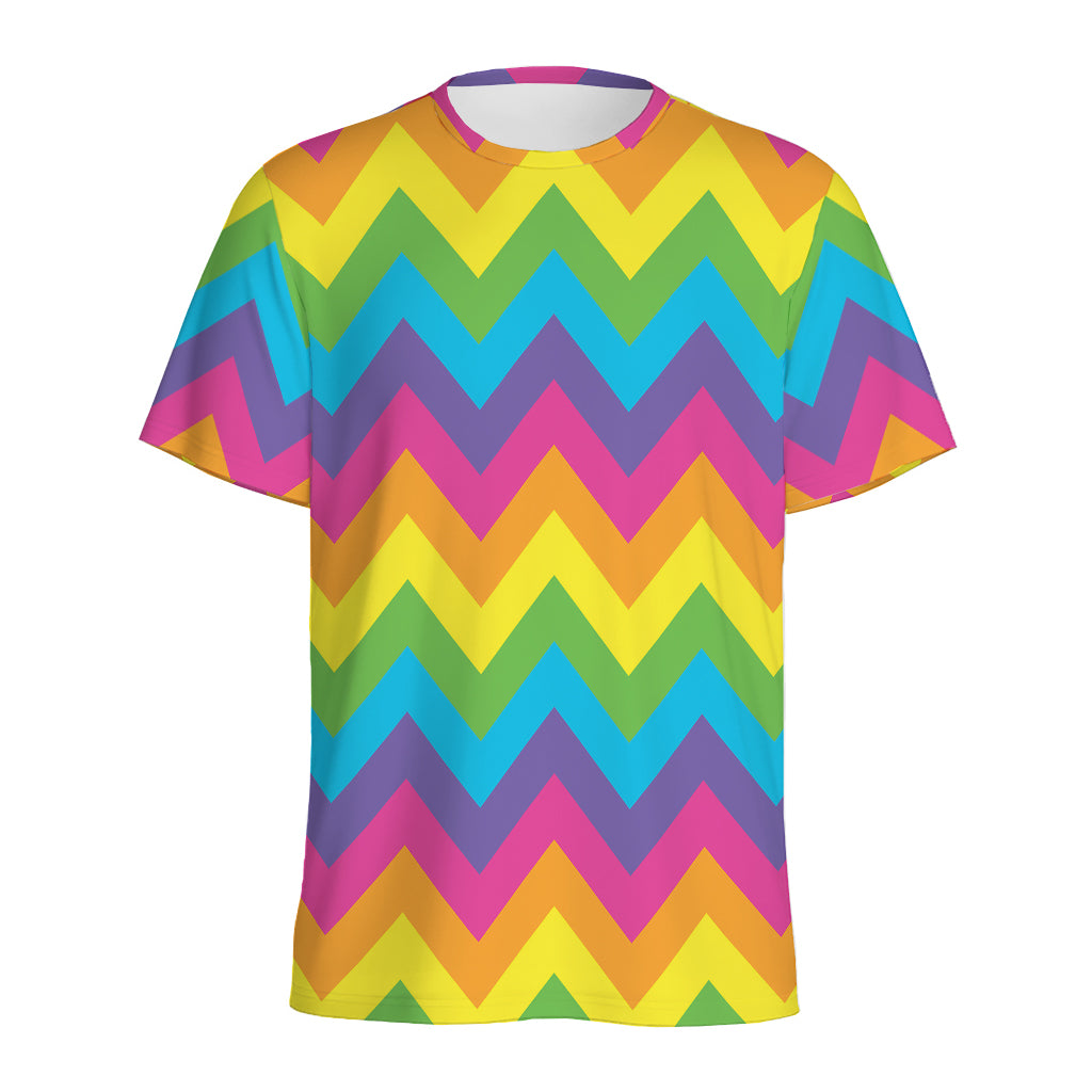 Colorful Zigzag Pattern Print Men's Sports T-Shirt