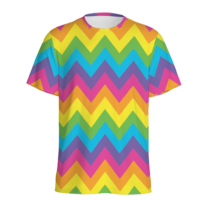 Colorful Zigzag Pattern Print Men's Sports T-Shirt
