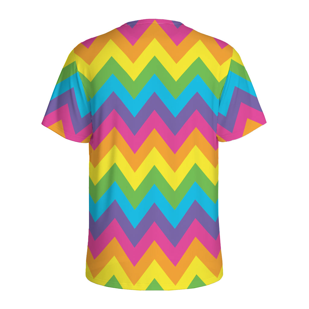 Colorful Zigzag Pattern Print Men's Sports T-Shirt
