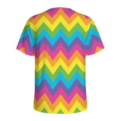 Colorful Zigzag Pattern Print Men's Sports T-Shirt