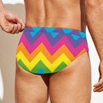 Colorful Zigzag Pattern Print Men's Swim Briefs