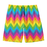 Colorful Zigzag Pattern Print Men's Swim Trunks
