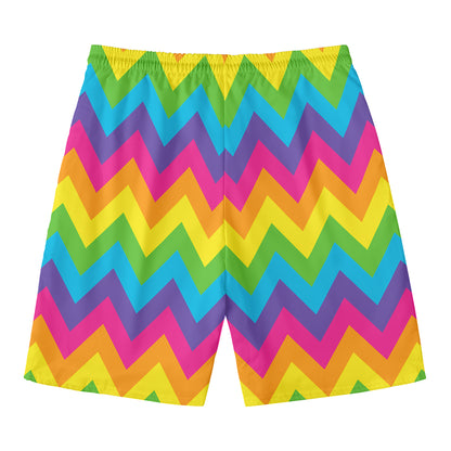 Colorful Zigzag Pattern Print Men's Swim Trunks