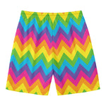Colorful Zigzag Pattern Print Men's Swim Trunks