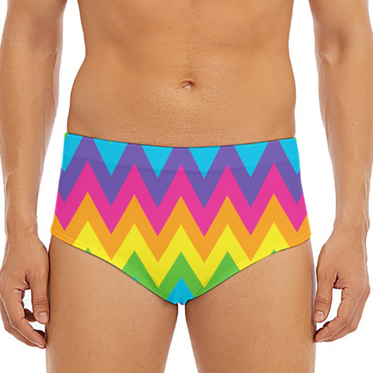 Colorful Zigzag Pattern Print Men's Triangle Swim Briefs